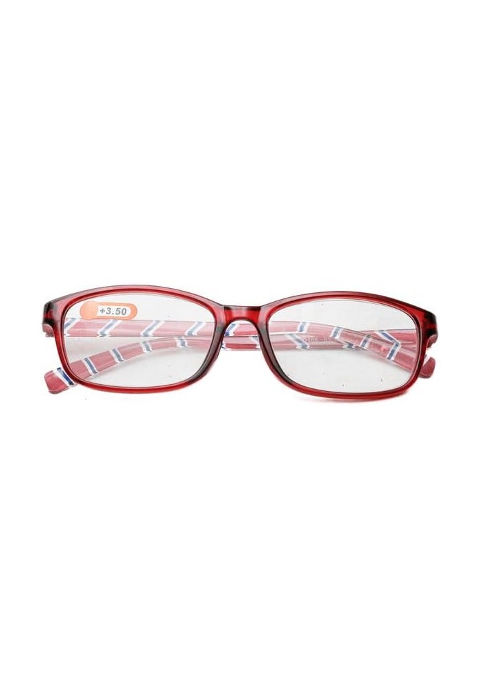 Daiso Square Stripe Reading Glasses +3.5 Magnification - Red - Image 1